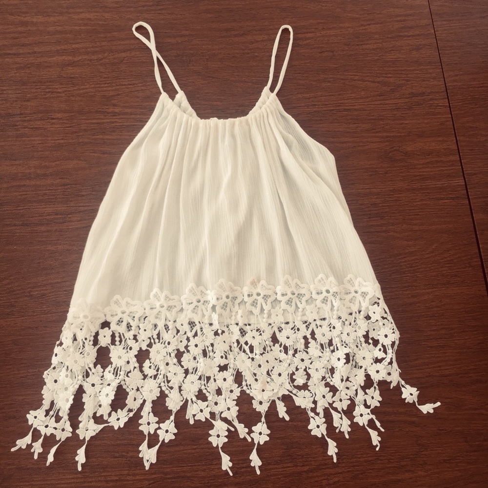 White tank top with floral detailing